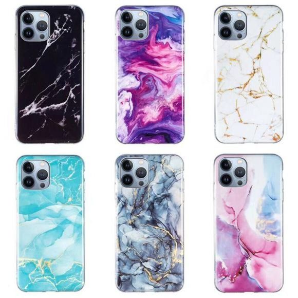 Accessories - For iPhone 14 Pro Max 11 12 13 XR 7 8 Plus Marble Pattern Shockproof Phone Case